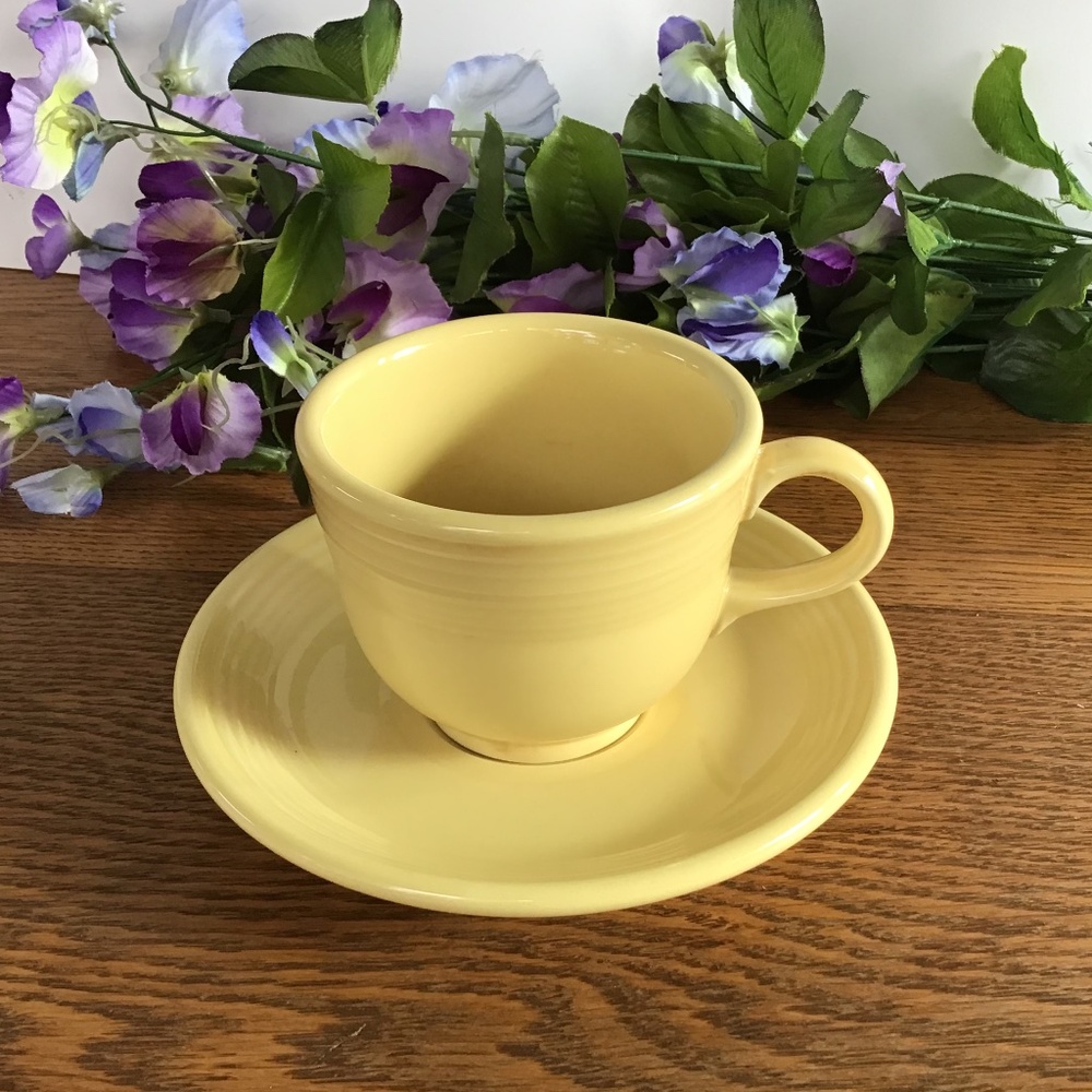 Homer Laughlin Fiestaware Teacup and Saucer Yellow Vintage HLC Fiesta